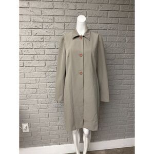 INC International Concepts Women Sage Green Long Coat Size M